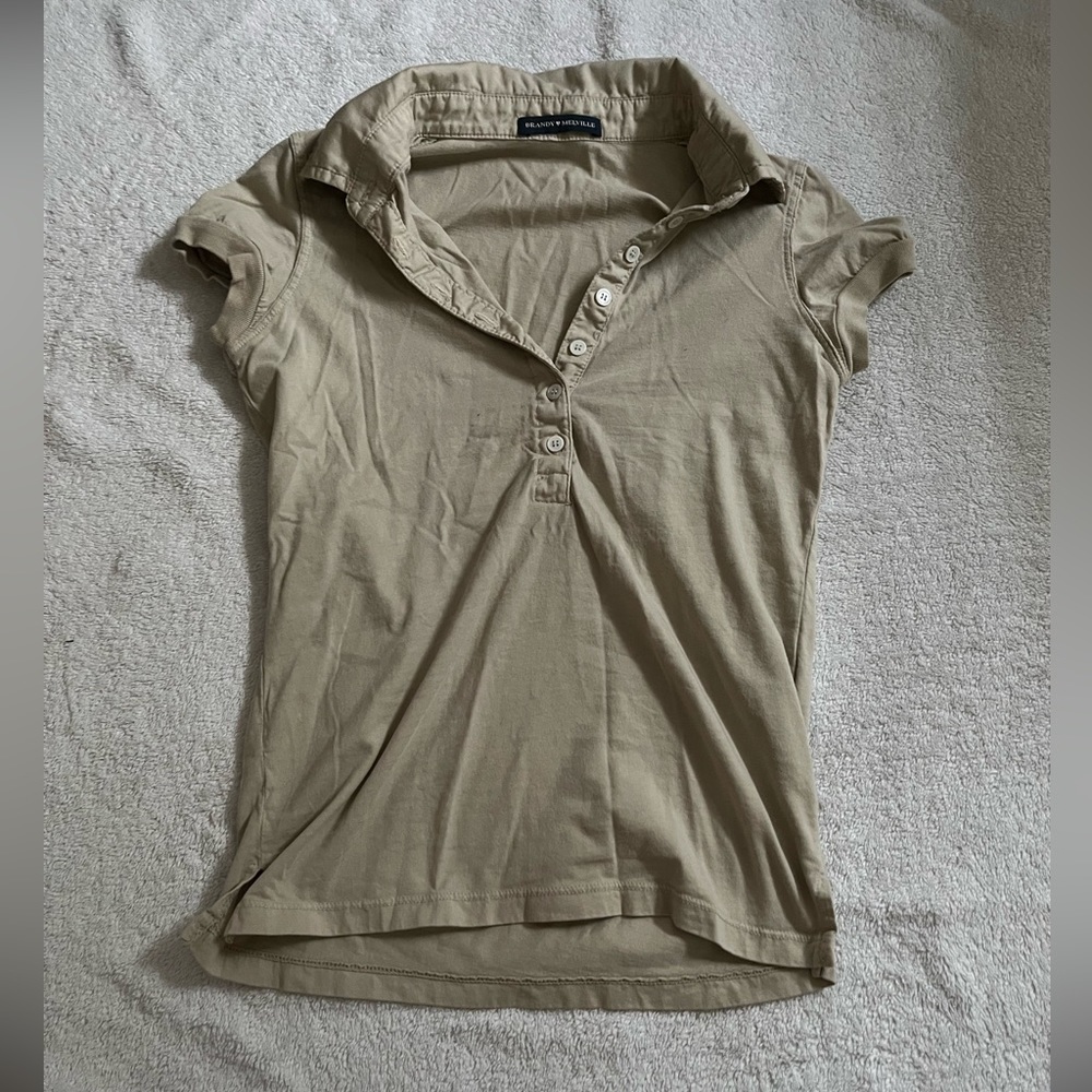 brandy melville tan collared top